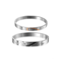 Handmade silver jamaica bangle bracelets, couple love diamond bracelet